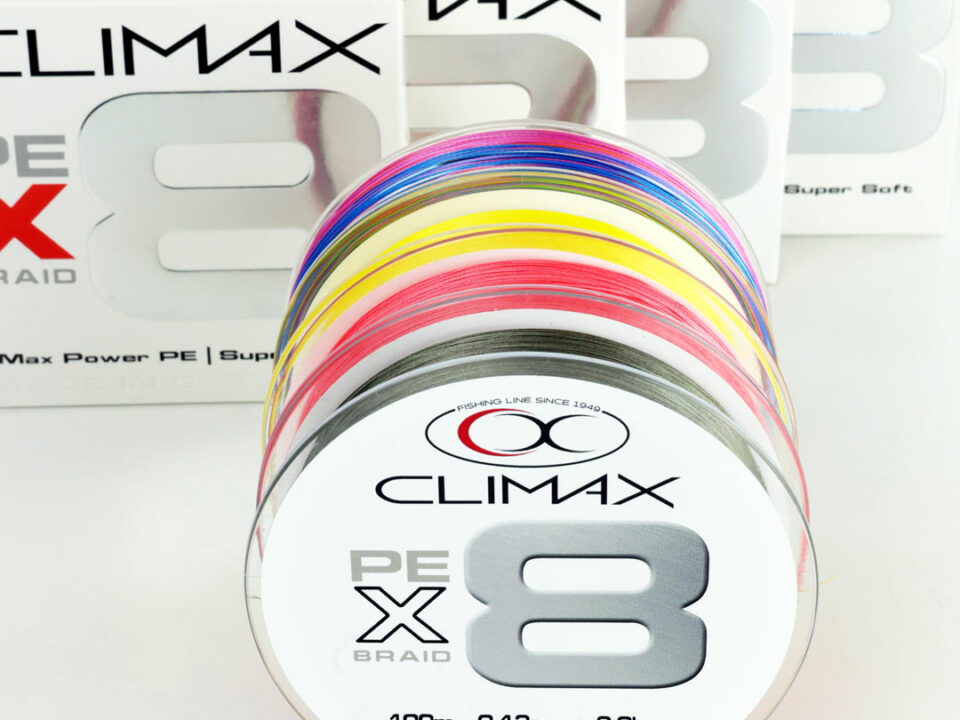 Climax X8 Verpackung gelb hivis schwarz black multicolor Spule Schnur
