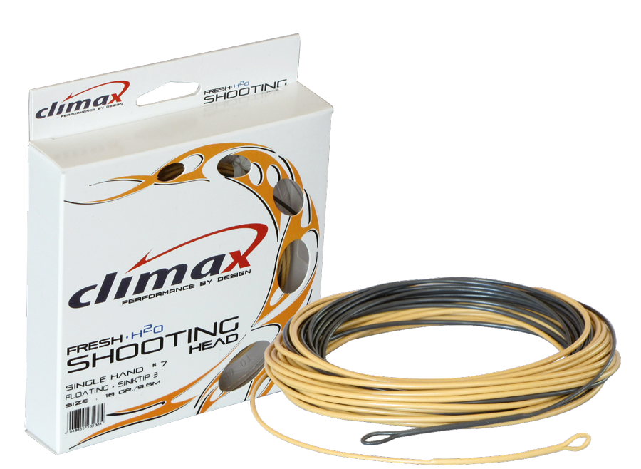 Climax Flyfishing Shooting Head Einhand braun, Verpackung und Schnur